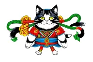 Samurai cat tattoo design idea