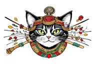 Samurai cat tattoo design idea