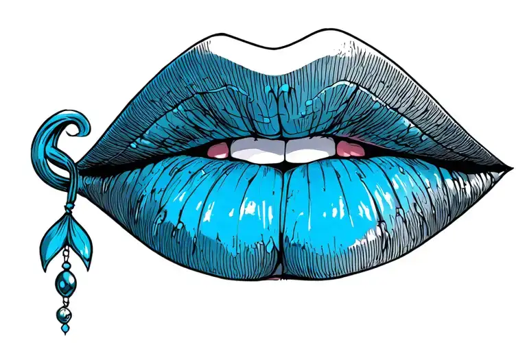 lips opened, tongue hanging tattoo design idea
