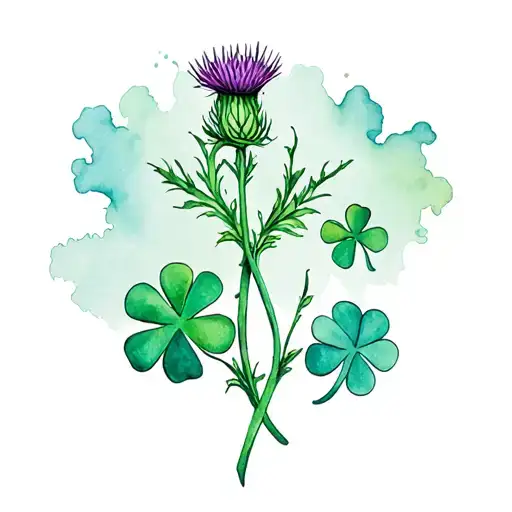 Edinburgh castle with thistle and shamrock intertwined tattoo design idea