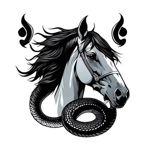 Horse And Snake tattoo design idea