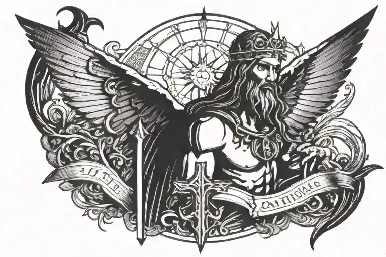 AVE CHRISTUS REX engraved on blade tattoo design idea