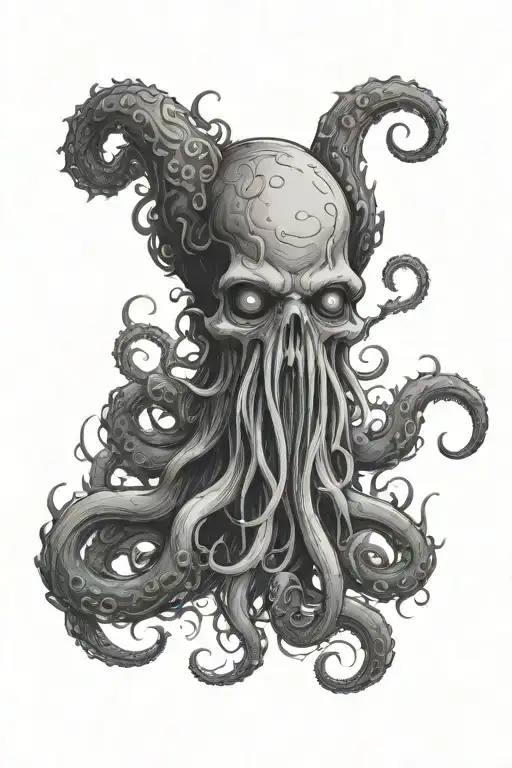 eldritch horror with tentacles and eyes tattoo design idea