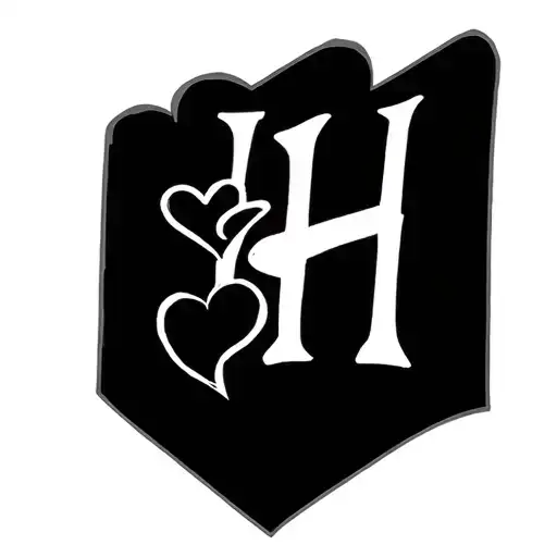 small capital h with a small heart next to it very thin lines finger tattoo girly pretty  tattoo design idea