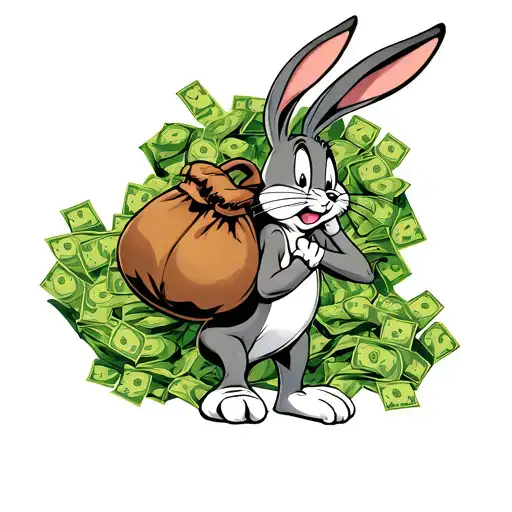 bugs bunny with a bag of cash over his shoulder tattoo design idea