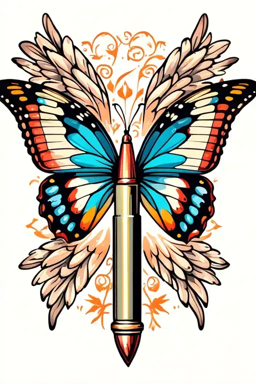bullet with butterfly wings tattoo design idea