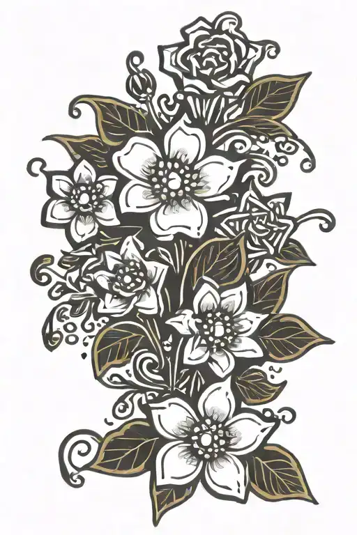 flowers in the style of keith haring style tattoo design idea