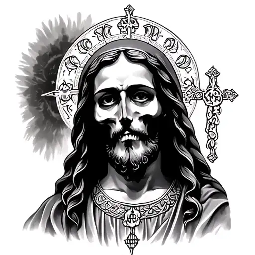 Santa Death, San Judas Tadeo, Virgen Maria, Jesus tattoo design idea