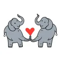 two elephants facing each other with their trucks holding a heart in cartoon form tattoo design idea