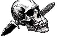 skull with knife tattoo design idea
