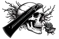 skull with knife tattoo design idea