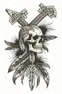 Bones, feathers and runes  tattoo design idea