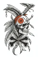 Bones, feathers and runes  tattoo design idea