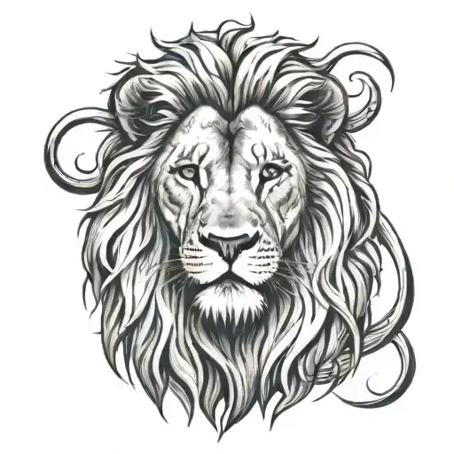 A lion portrait with 'Mon fils' subtly hidden within the mane, creating a unique and meaningful design for a papa tattoo design idea