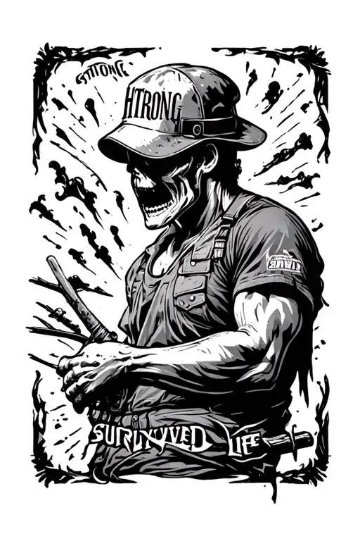 strong hard working survived life tattoo tattoo design idea