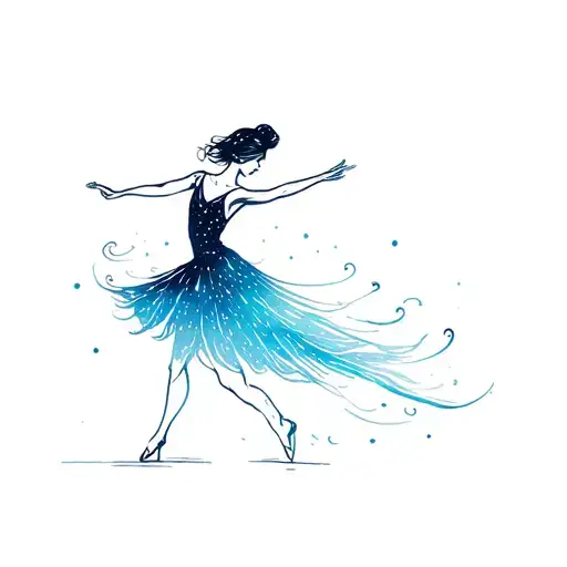 aurora borealis with dancer gracefully moving tattoo design idea