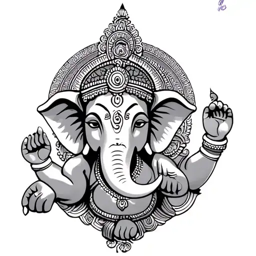  Lord Ganesha and the name Amurtha tattoo design idea