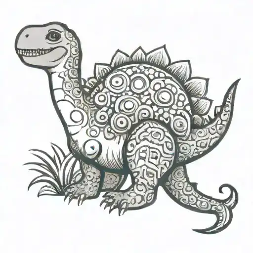 mini cute dinosaur you are my sunshine tattoo design idea