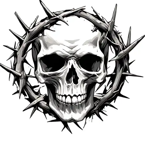 skull crown of thorns  tattoo design idea