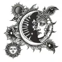 sun and moon with face tattoo design idea