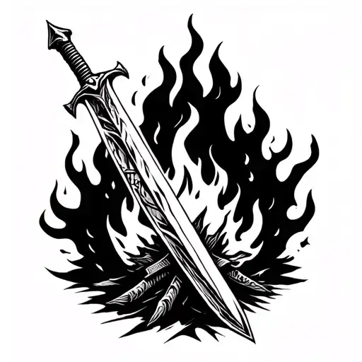 darksouls bonfire with sword tattoo design idea