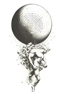 sisyphus pushing a rock , fibonacci spiral graph tattoo design idea