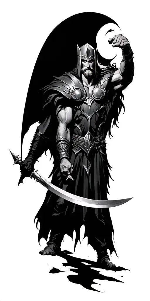 incorporate thor and jormungander, battle scene tattoo design idea