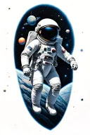 space themed with astronaut floating in space tattoo design idea