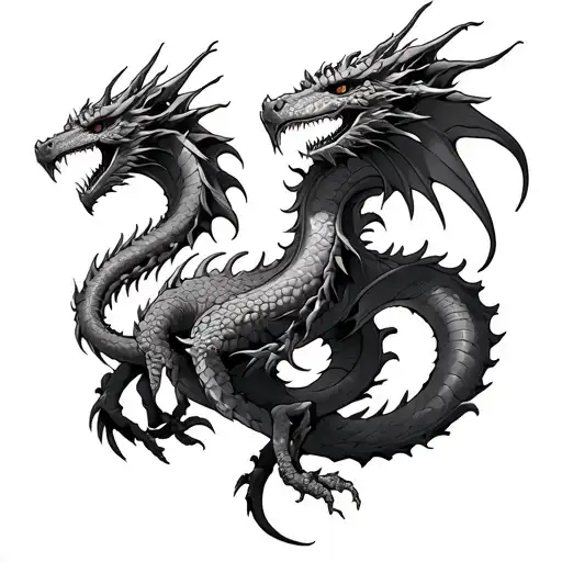 hydra dragon with 3 heads tattoo design idea