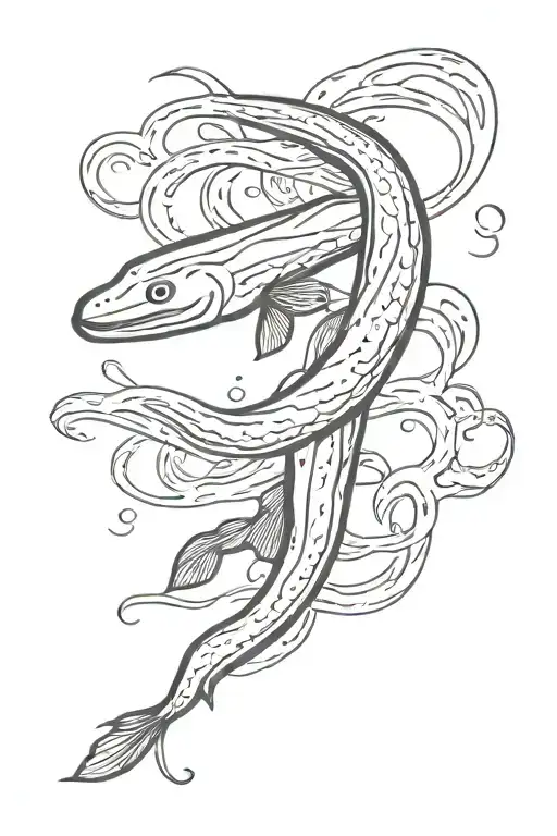 eletric eel swimming tattoo design idea
