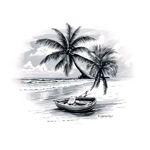Caribbean beach tattoo design idea