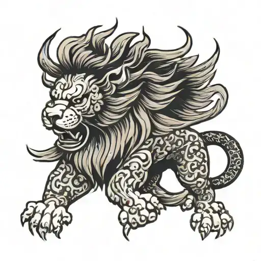 lion head with wings tattoo design idea