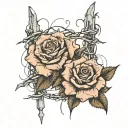 rose and barbed wire wrapped tattoo design idea