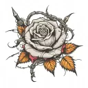 rose and barbed wire wrapped tattoo design idea