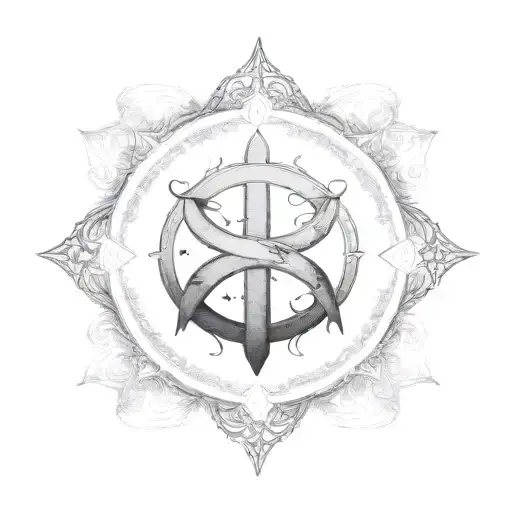 cancer and virgo symbols together with initials VH tattoo design idea