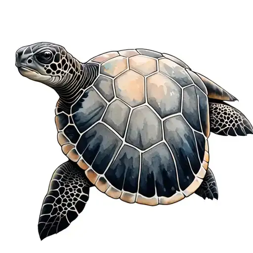 Watercolor Sea Turtle tattoo design idea