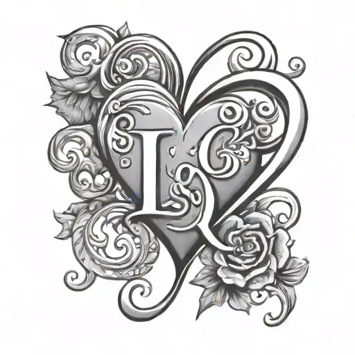 Initial l and e with heart tattoo design idea