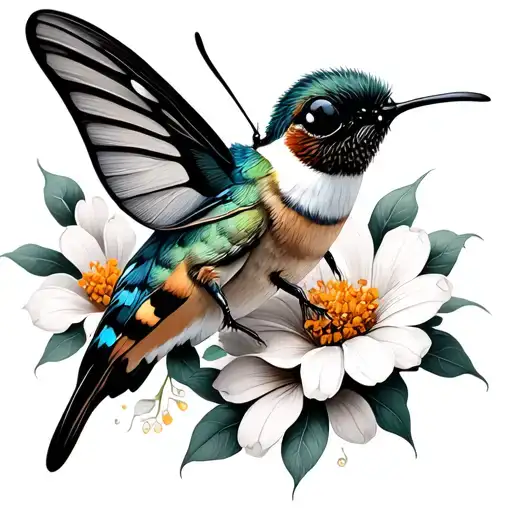 butterfly honey bee hummingbird  tattoo design idea