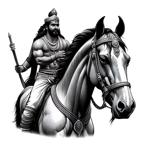 War Horse with chatrapathi sivaji maharaj chandhan on horse(bottu) tattoo design idea