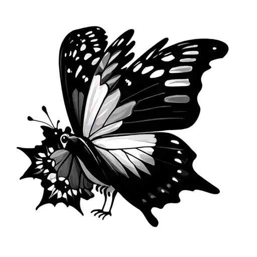 butterfly and a dove with dorothy f kersher 12-02-1931/02/17/25 tattoo design idea