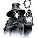 plague doctor holding a lantern tattoo design idea