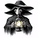 plague doctor holding a lantern tattoo design idea