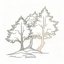 half of a lebanese cedar tree next to half of a candian maple tree to form a tree but we can diferenciate both trees to  tattoo design idea