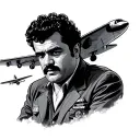 Pablo Escobar with plane flying in the sky tattoo design idea