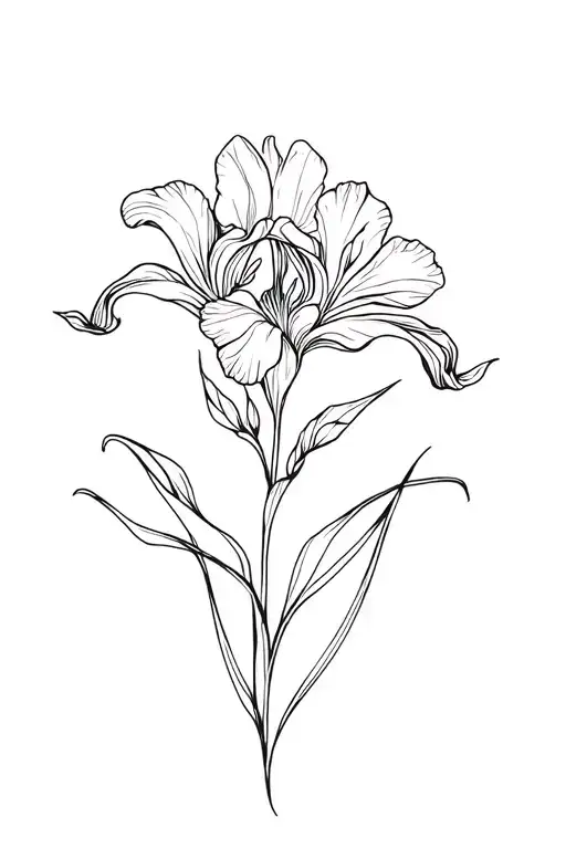 winding iris flower intertwined tattoo design idea