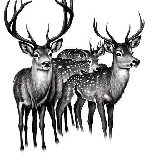 deer family of 3 tattoo design idea