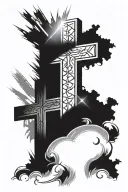 three crosses with light rays coming tattoo design idea