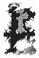 three crosses with light rays coming tattoo design idea