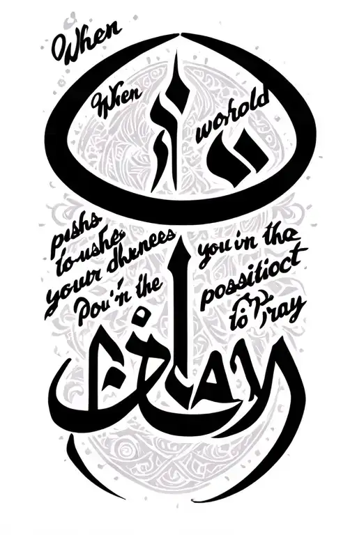 Arabic Calligraphy "When the world pushes you to your knees, you’re in the perfect position to pray" tattoo design idea