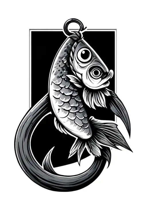 fishing hook tattoo design idea